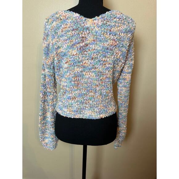jessica simpson popcorn knit cardigan fuzzy sweater small oversized pastel - Picture 3 of 5
